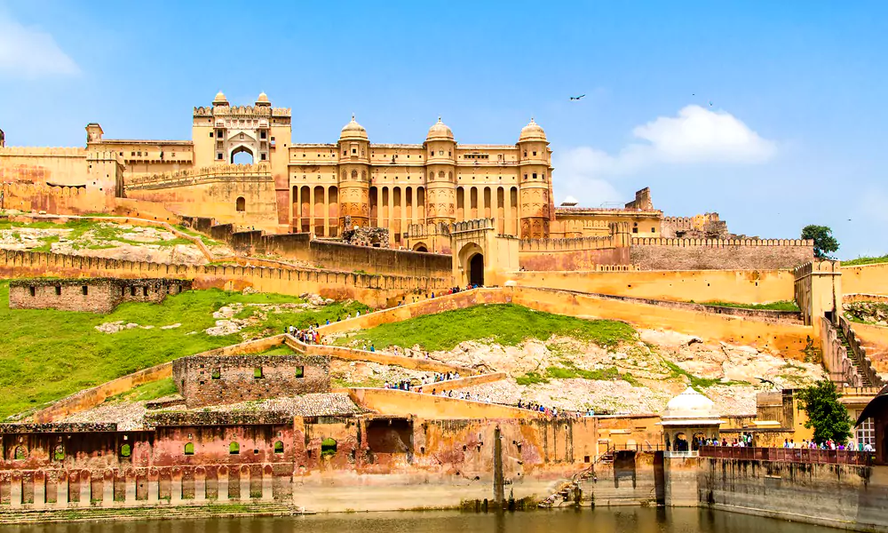 Amber Fort Rajput architecture perched on the Aravalli hills, Jaipur